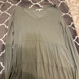 Olive Green Flowy Long Sleeve Shirt
